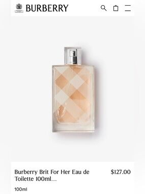 Burberry Brit For Her Eau de Toilette 100ml. New in a box. 100% authentic